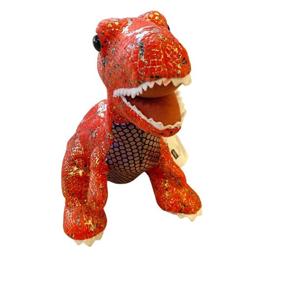 HugFun Plush Multi-Color Red Metallic Look T-Rex Dinosaur 12" Plush NWT - Picture 1 of 8